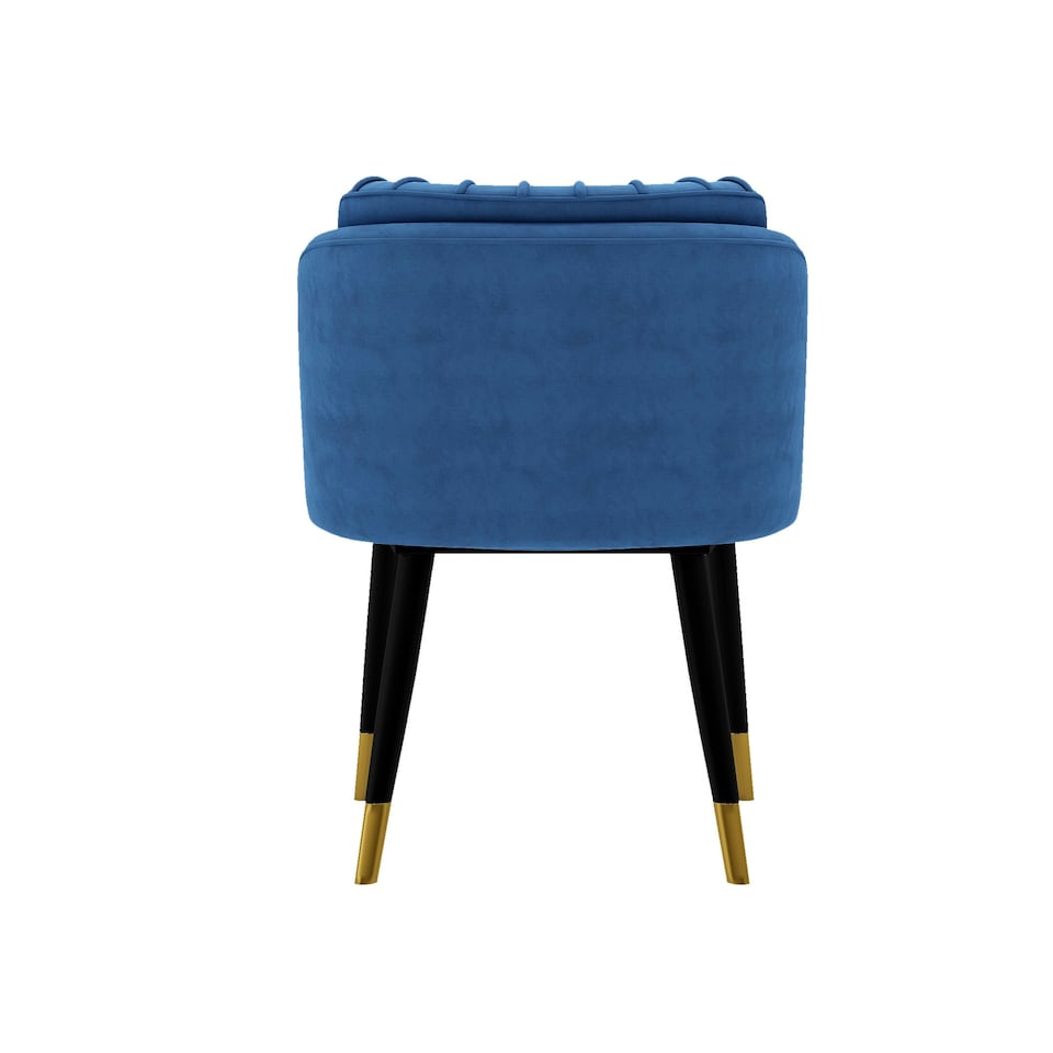 image 1 of Set of 2 Milano Velvet Dining Chairs with Stylish Ribbed Back Design, Black Metal Legs with Silver Tips | Blue | Gold End Tips