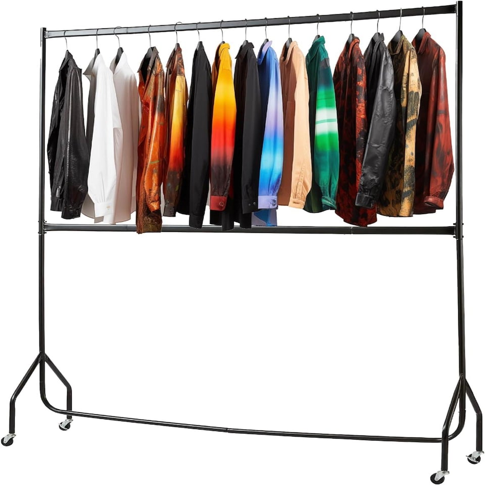 image 1 of House of Home Clothes Rail Two Tier Heavy Duty Garment Hanging Rack In Black 4ft long x 7ft | Black