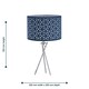 image 7 of First Choice Lighting Set of 2 Chrome Tripod Table Lamps with Navy Blue Laser Cut Shades Chrome | Blue