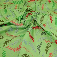 Green Embroidered Cotton Lawn Fabric for Dressmaking, 145cm / 57" Wide - per metre