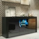 image 8 of Black TV Unit 145cm Gloss Doors Free LED Modern Media Cabinet Black