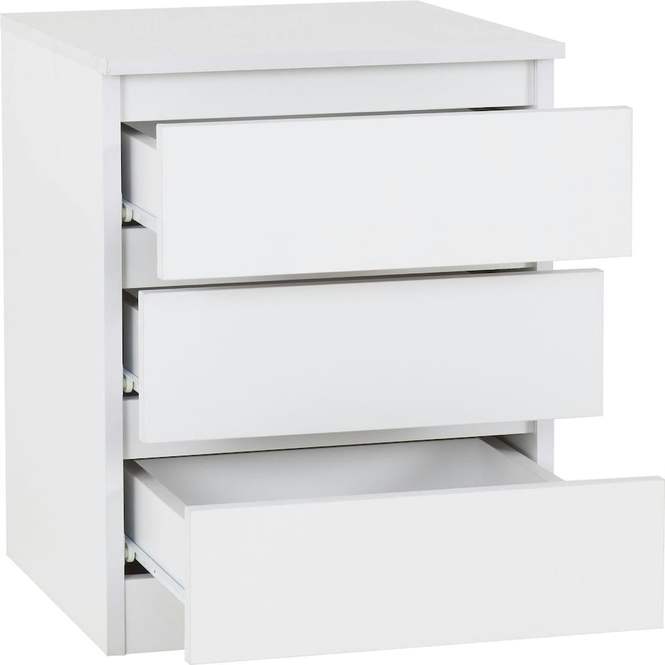 image 1 of Malvern 3 Drawer Bedside Table White