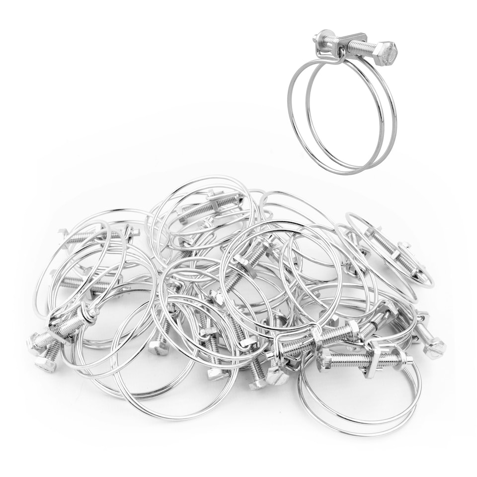 image 1 of KCT Universal 55-60mm Double Wire Clips for Hose Pipe - 20 Pack