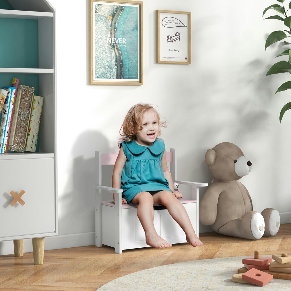 image 1 of AIYAPLAY 2 in 1 Toy Box for Kids with Safety Lid for Bedroom, Nursery, Grey