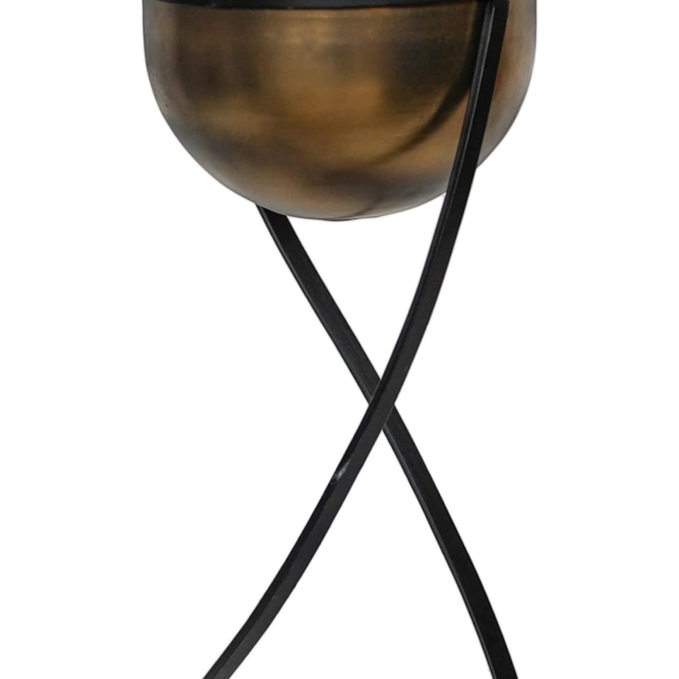 image 1 of Indoor Kensington Round Planter on Stand - Metal - L14 x W14 x H42 cm - Brass Copper