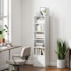 image 2 of HOMCOM Tall Bookcase, 6-Tier Narrow Bookshelf with 3 Adjustable Shelves and Cupboard, Modern Freestanding Shelving Unit for Living Room, Home Office, White