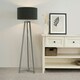 image 1 of ValueLights Lottie Grey Wood Tripod Floor Lamp with Charcoal Boucle Drum Shade