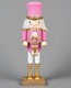 image 8 of 25cm Pink Wooden Nutcrackers Soldiers King Drummer Christmas Ornament 4pcs Set