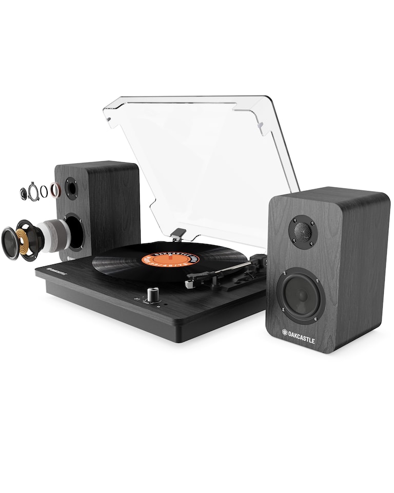 image 1 of Oakcastle TT200 Record Player | Built in Speakers 20W | 33/45/78 RPM | Separate Bookshelf Speakers 50W