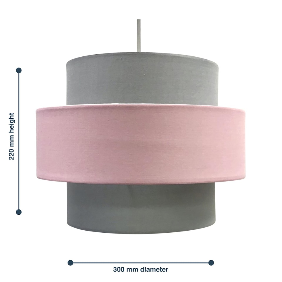 image 1 of Pink and Grey Two Tier Light Shade | Grey | Grey cotton with pink cotton detail | 1