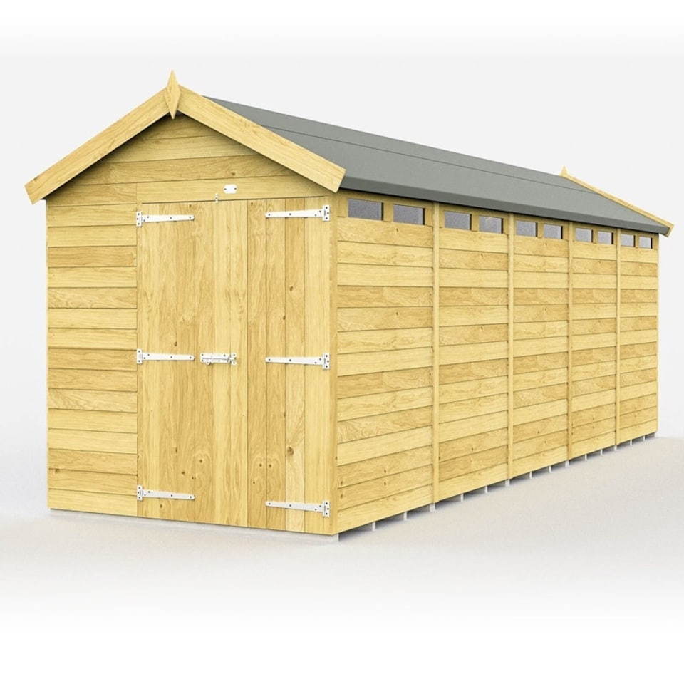 image 1 of 6 x 20 Feet Apex Security Shed - Double Door - Wood - L590 x W175 x H217 cm Brown