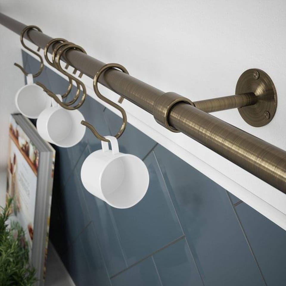 image 1 of Rothley Kitchen Utensil Rail Kit Antique Brass 100cm