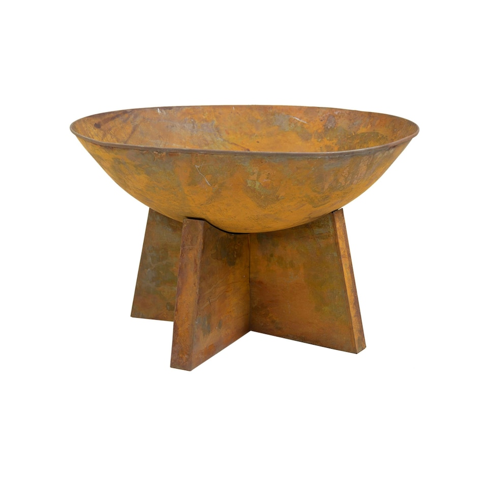 image 1 of Charles Bentley 60cm Oxidised Rust Finish Fire Pit Minimalist Design Outdoor Use