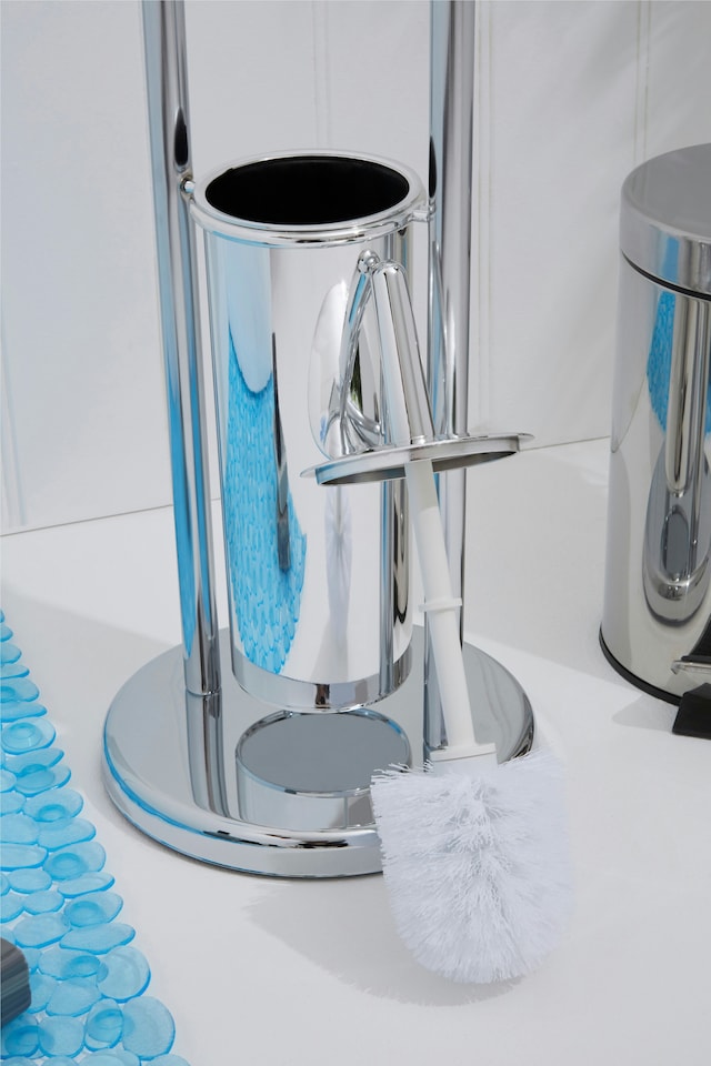 image 1 of Interiors By Premier Unique Chrome Bathroom Set,Toilet Brush & Roll Large Holder,Toilet Roll Stand With Integrated Loo Brush