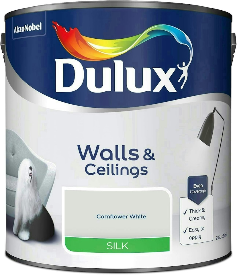 image 1 of Dulux Silk Cornflower White 2.5L Paint