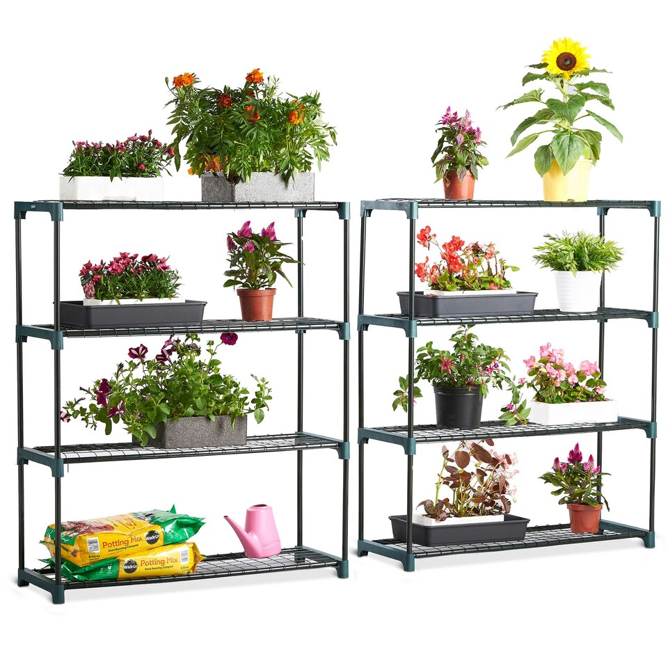 image 1 of VonHaus 4 Tier Greenhouse Shelving - Pack of 2