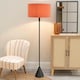 image 2 of ValueLights Mitch Rust Fabric Shade Black Wood Single Stem Triangle Floor Lamp | Black
