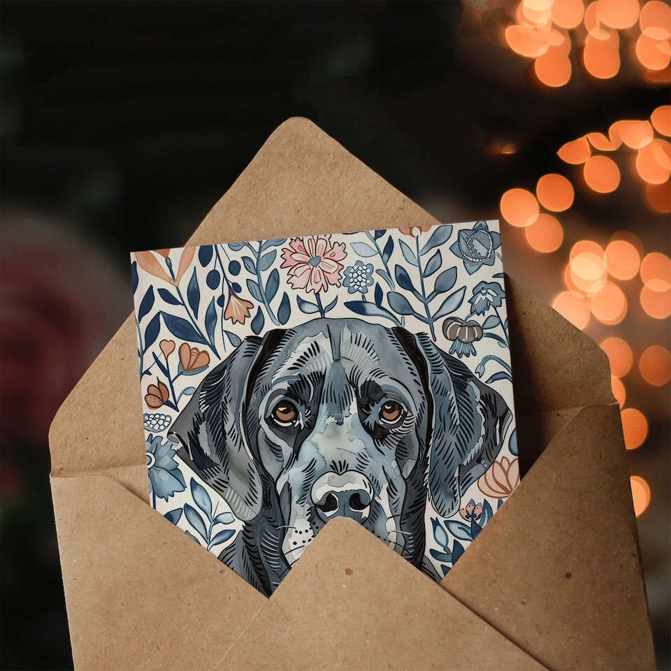 image 1 of Greeting Card Dog Lover Labrador Retriever Floral Watercolour Birthday