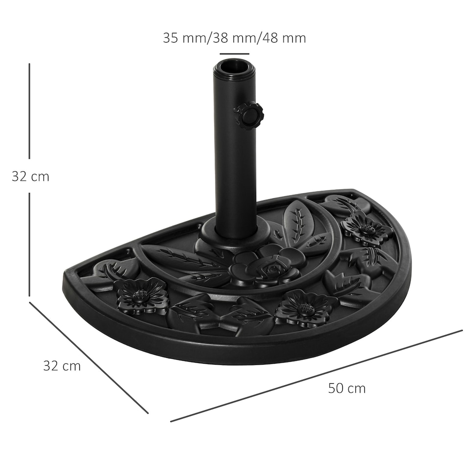 image 1 of Outsunny 9kg Half Round Parasol Base Heavy Duty Weighted Umbrella Holder Stand
