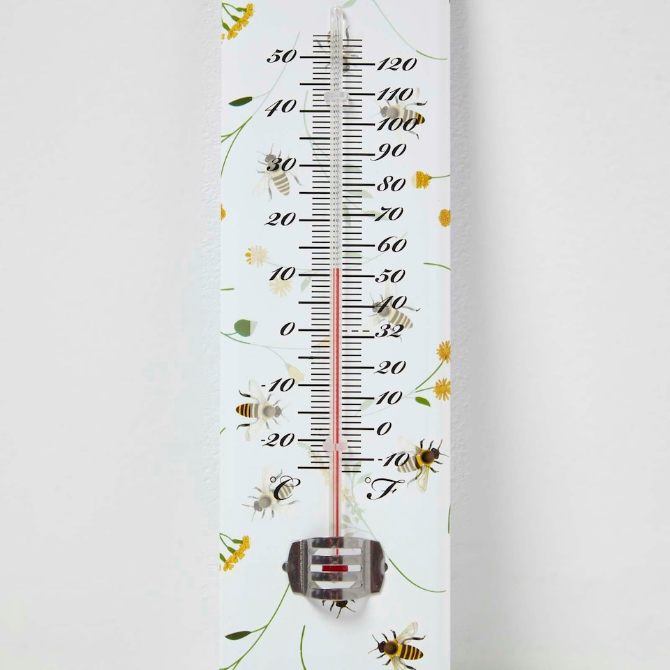 image 1 of Homescapes Outdoor Thermometer with Bee Design