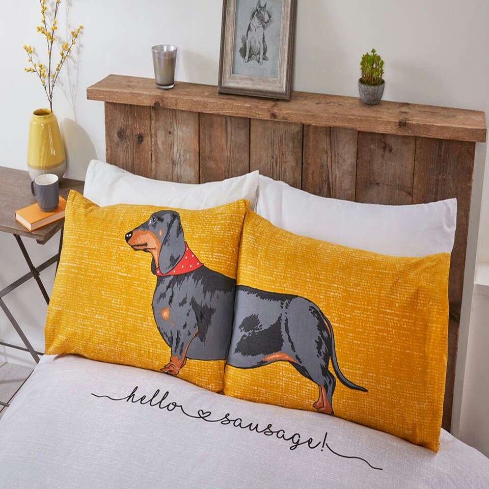 image 1 of Hello Sausage Polycotton Duvet Cover Set with Pillowcase | Multi | Single | 1