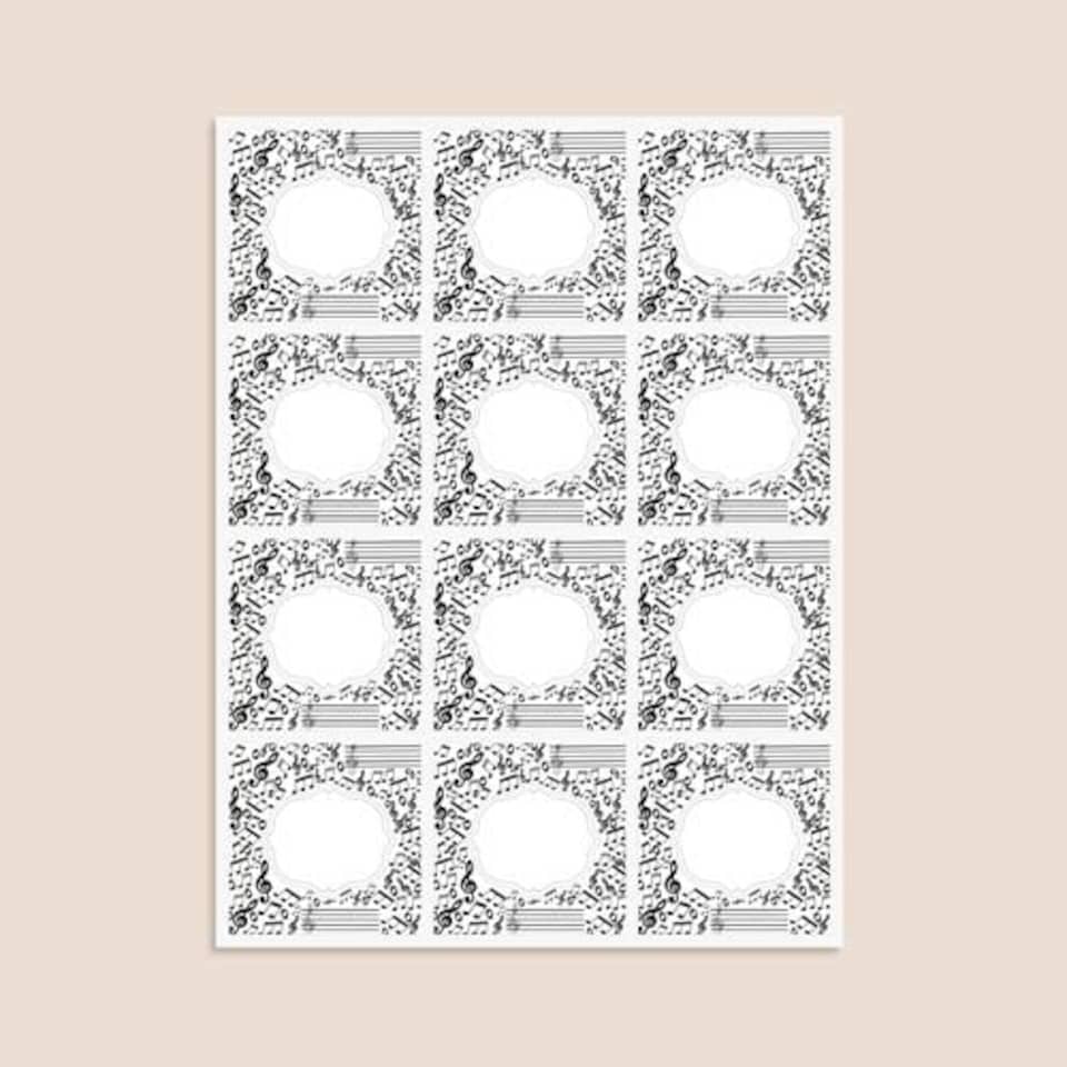 image 1 of Music Design 65mm Square Sticker sheet of 12