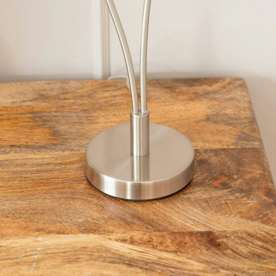 image 1 of ValueLights Kristina Frosted White Shade Silver 2 Way Metal Uplighter Table Lamp
