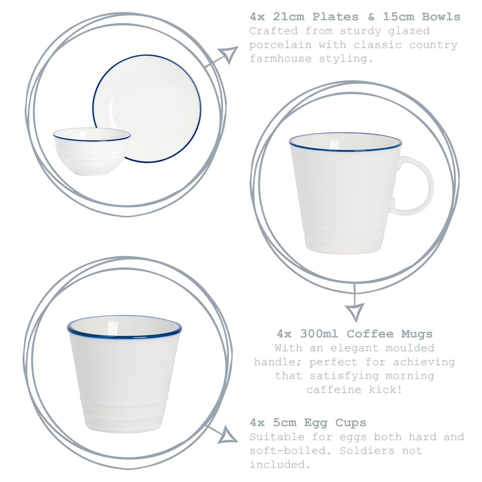 image 1 of Nicola Spring 16 Piece White Farmhouse Dinner Set