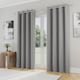 image 2 of Enhanced Living Nightfall Plain Supersoft Grey Thermal Blockout Eyelet Curtains (PAIR) - 90 x 90 inch (229 x 229cm)