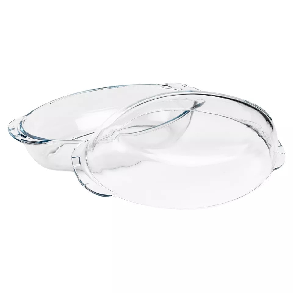 image 1 of 2.25L Borcam Oval Casserole Glass Dish with Lid