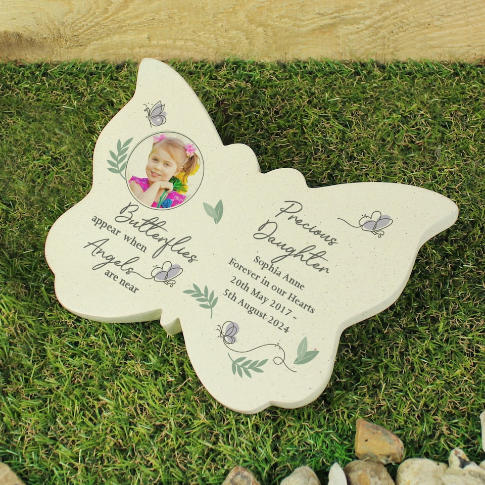 image 1 of Personalised Butterflies Appear Photo Upload Memorial Resin Butterfly
