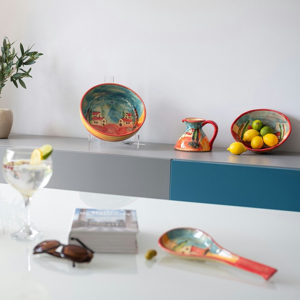 image 1 of Verano Spanish Ceramics Tuscany Village Large Fruit Bowl - 28cm Multi