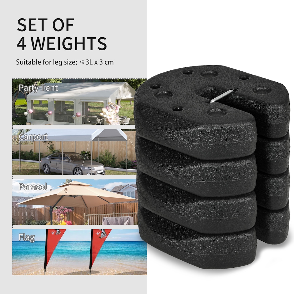 image 1 of Outsunny Gazebo Weights Set of 4, Total 12KG Weights for Gazebo Legs with Reinforce Pins and Carry Belt, for Gazebos Shelters Marquees Tents