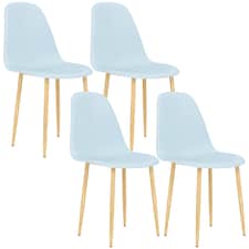 HOMCOM Modern Dining Chairs Set of 4, Kitchen Chairs with Backrest and Steel Legs for Dining Room, Living Room, Light Blue | Blue