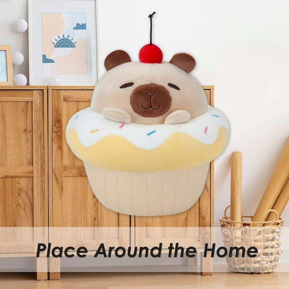 image 1 of Capybara Cup Cake Soft Toy Cute Plushie Huggable Cuddly Stuffed Toy 20cm Yellow