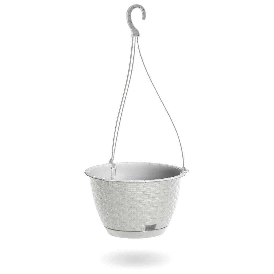 image 1 of Ratolla Round Hanging Plastic Planter - 14.2x21.7x21.7 cm | White | White & Set of 1 | 1