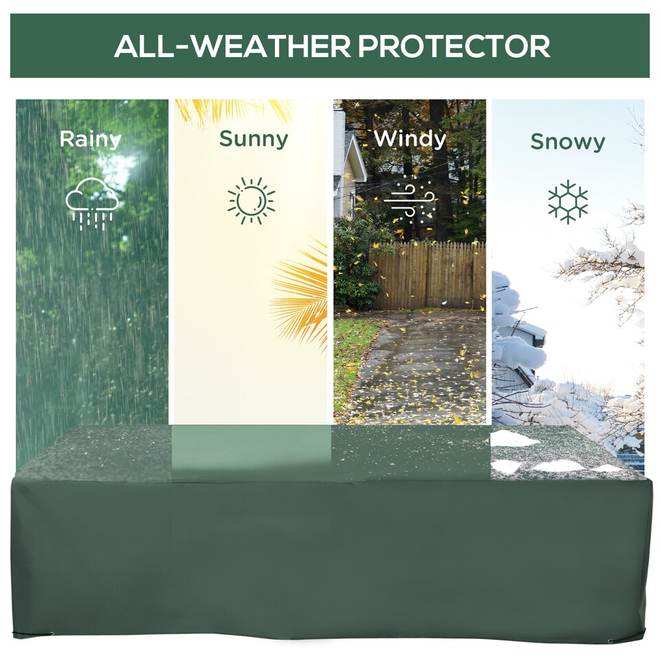 image 1 of Outsunny 205x192cm Outdoor Garden Furniture Protective Cover Water UV Resistant | Green | Green | 255cmx142cmx86cm
