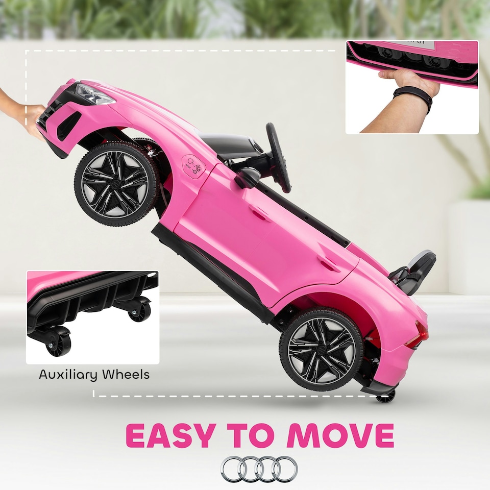 image 1 of HOMCOM Audi RS e-tron GT Licensed 12V Kids Electric Ride on W/ Remote, Pink