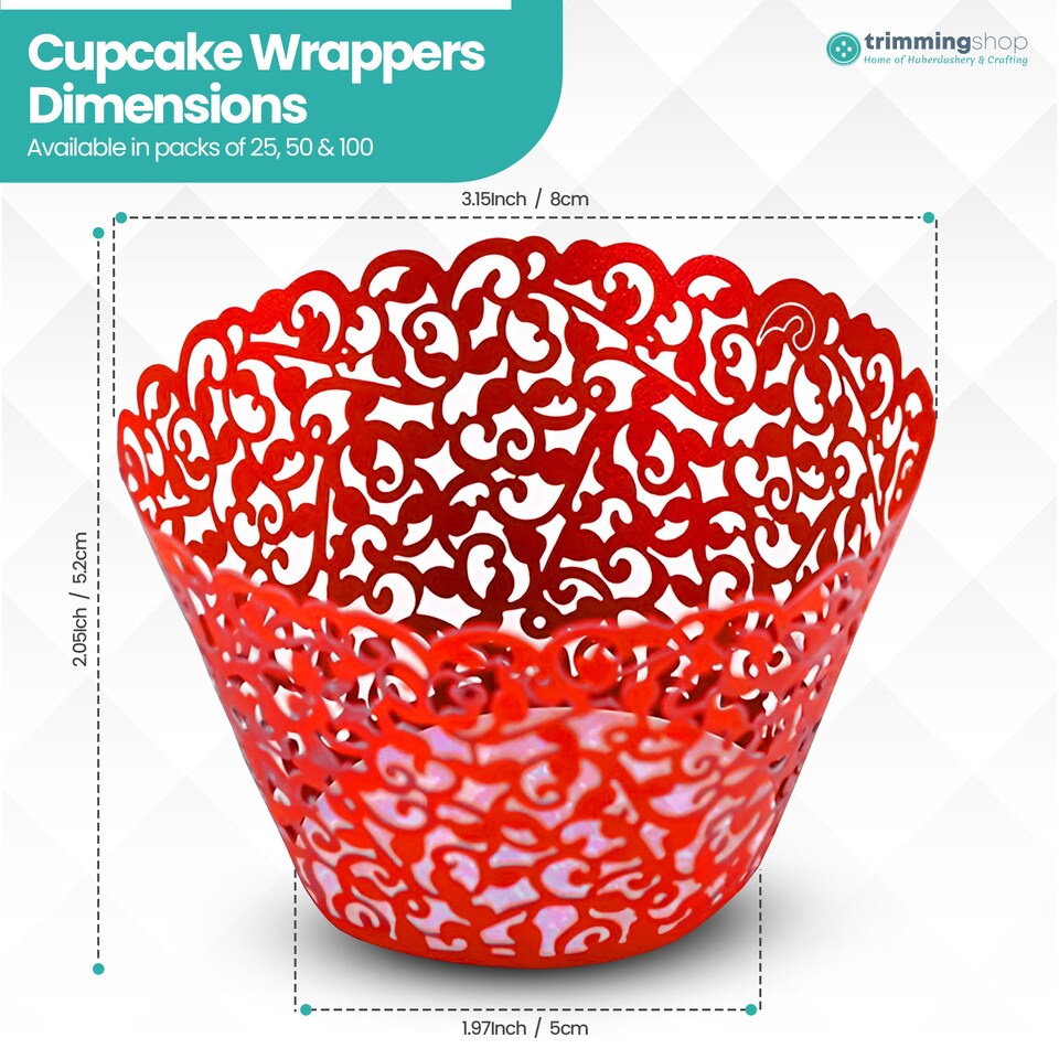 image 1 of Cupcake Wrappers Laser Cut Floral Design Paper Cup Holders - 25pcs
