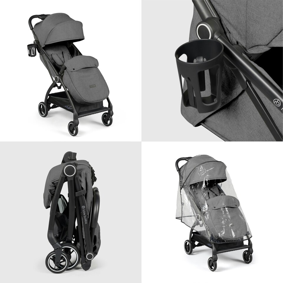 image 1 of Aries Max Autofold Stroller - Feather-Light Design, Multi-Position Recline, Handy Auto-Fold, Birth to 22kg, UPF 50+ Hood & More (Graphite Grey)