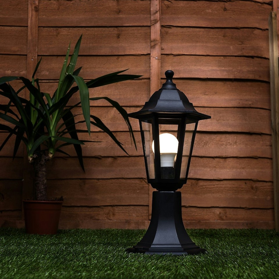 image 1 of ValueLights Black IP44 Outdoor Garden Wired Lamp Post Lantern Light