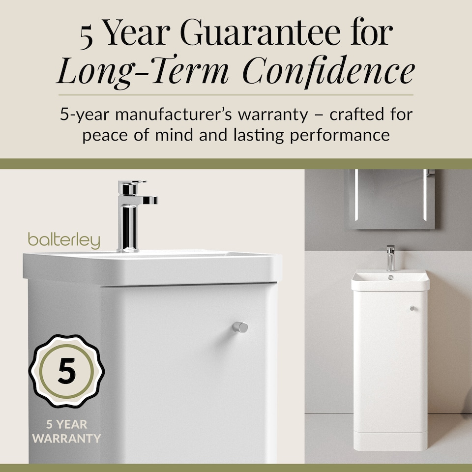 image 1 of Balterley Curve Modern Bathroom Floor Standing 1 Door Vanity Unit Basin | White | Gloss White
