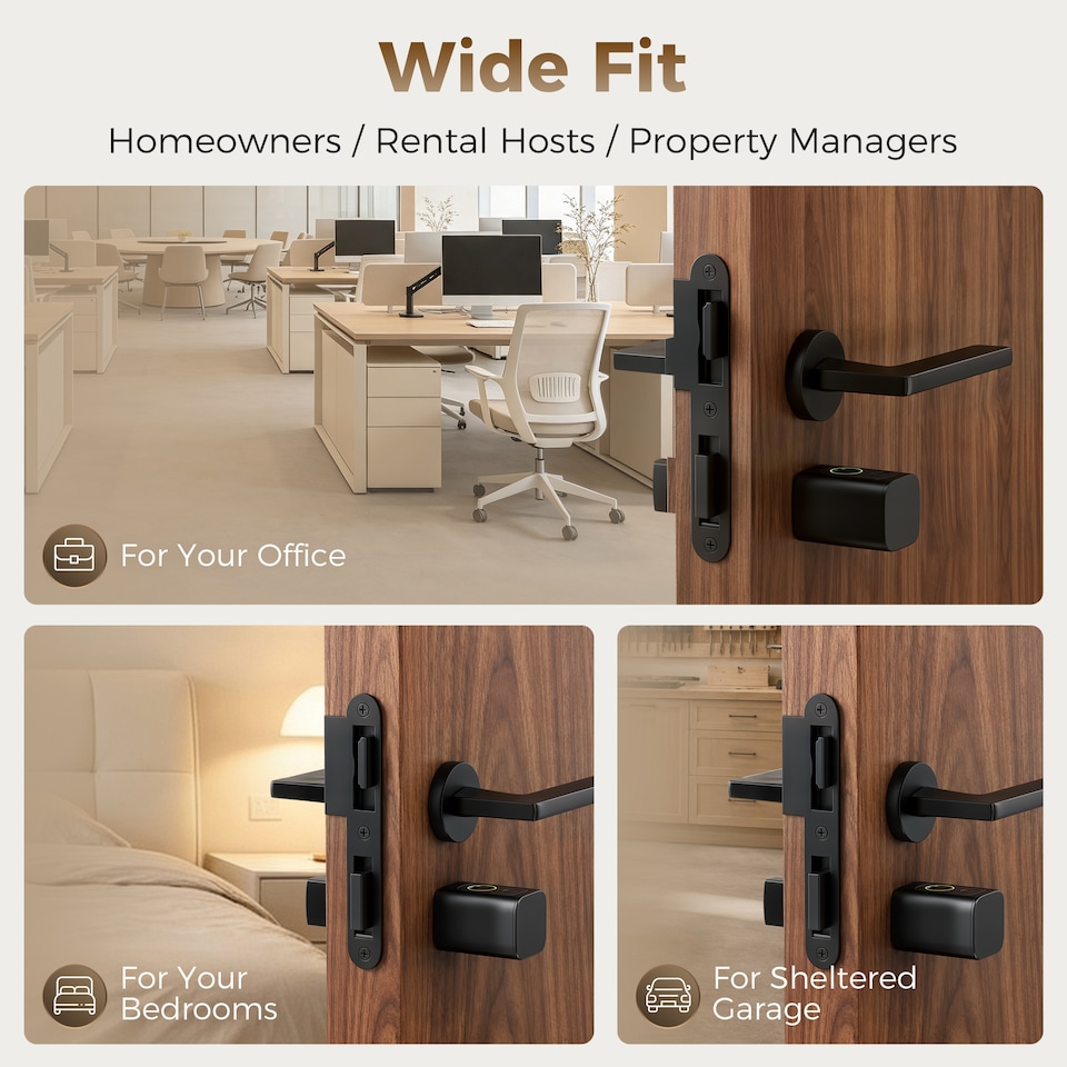 image 1 of HOMCOM Smart Door Cylinder, 5-in-1 (Fingerprint/Passcode/APP/NFC/Key)