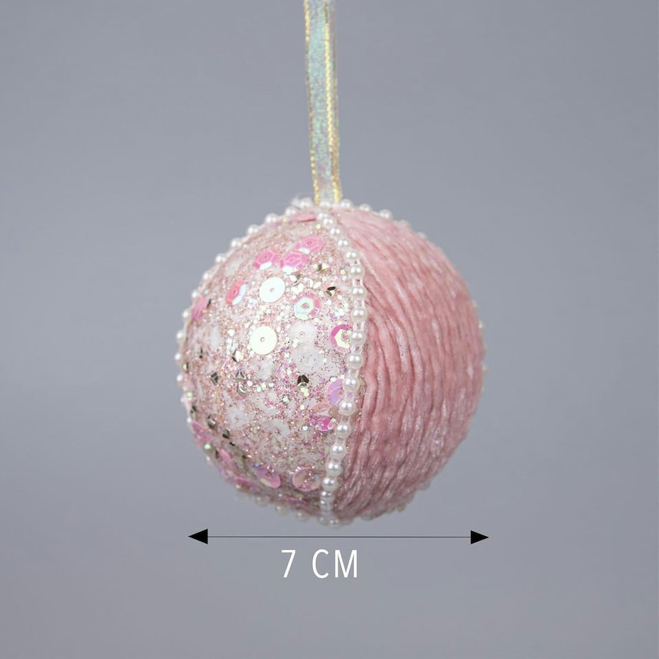 image 1 of 7cm Bauble Baby Pink - 3Pcs