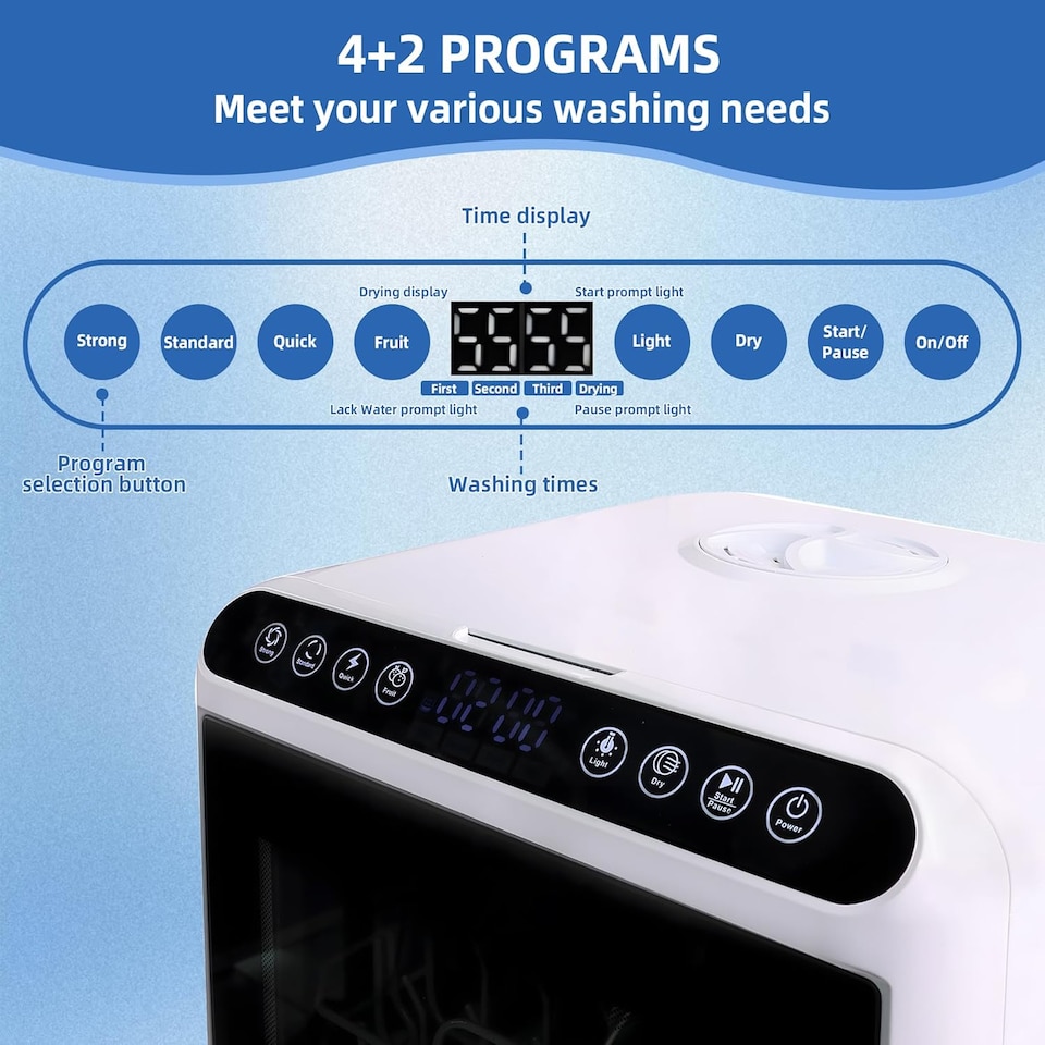 image 1 of Alivio Portable Dishwasher with 6L Water Tank - Dual Water Supply High-Temp Sanitizing & Hot Air Dry (White)