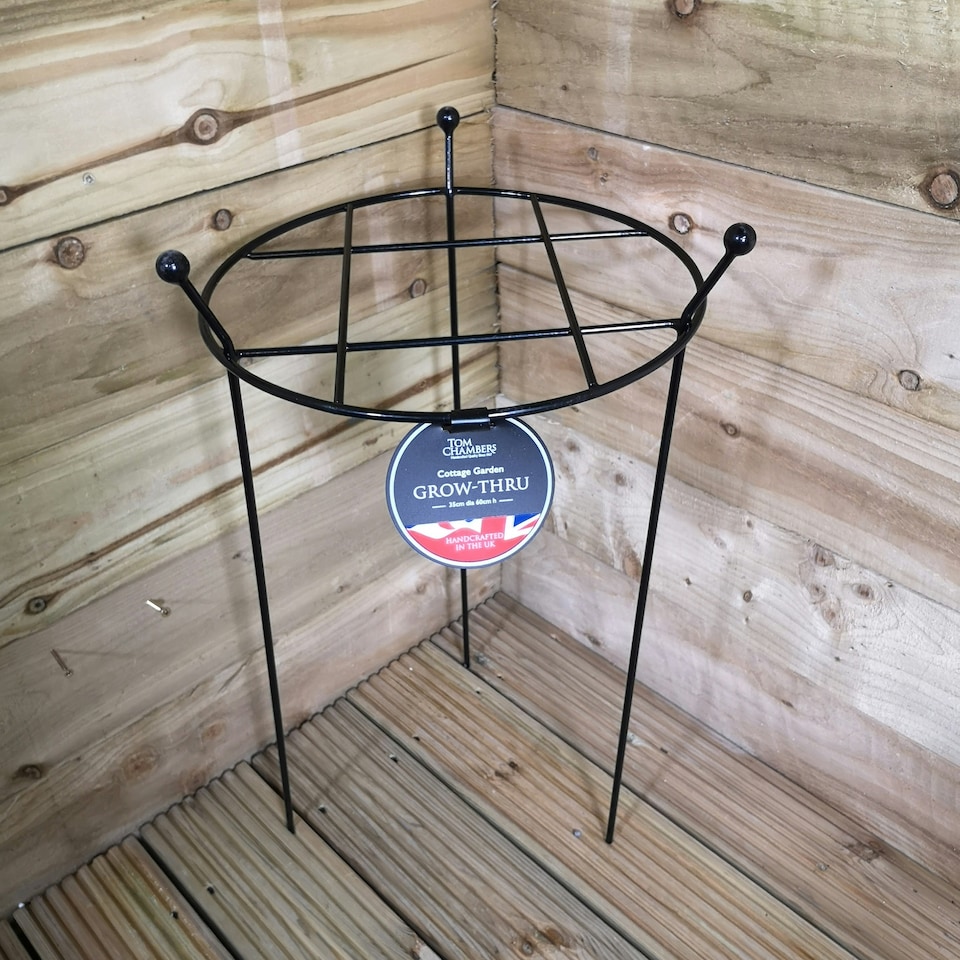 image 1 of Pack of 2 Tom Chambers Cottage Heavy Duty Black Metal Steel Herbaceous Garden Plant Support Grow Through Small 60cm x 35cm