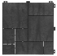 Mosaic Garden Patio Interlocking Composite Decking Tiles - Dark Grey | Grey | Dark Grey | Pack of 10
