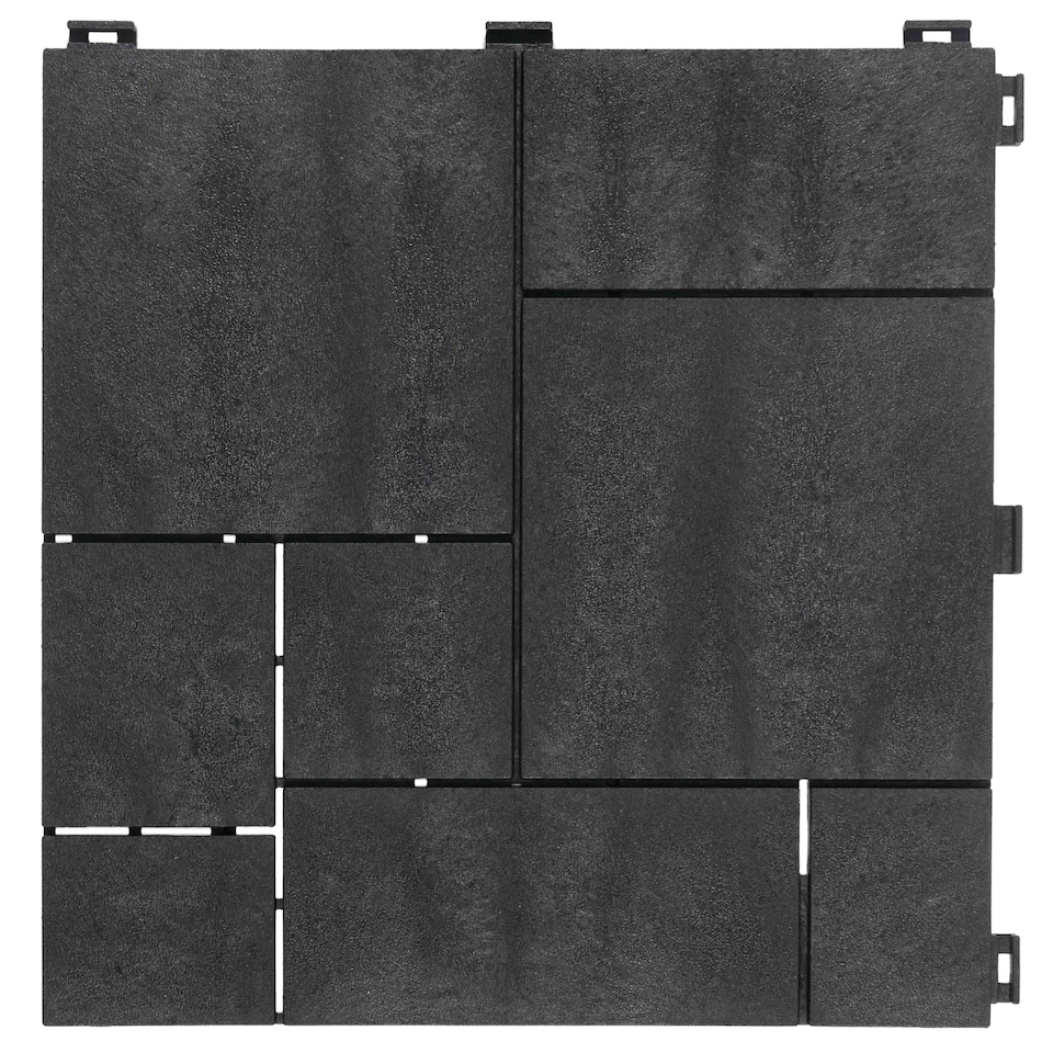 image 1 of Mosaic Garden Patio Interlocking Composite Decking Tiles - Dark Grey | Grey | Dark Grey | Pack of 10