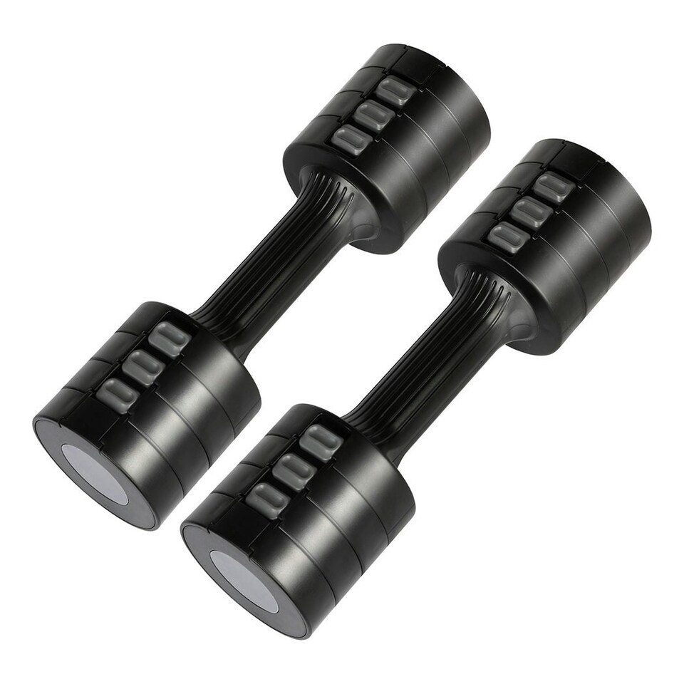 image 1 of Centra A Pair Of 1KG To 2.5KG Adjustable Dumbbells With Metal Weight Black