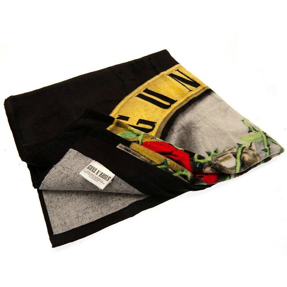 image 1 of Guns N Roses Cotton Beach Towel - Black/Yellow/Red - 140cm x 70cm Black